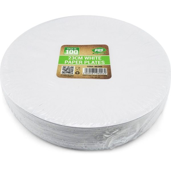 PPS PAPER 100 PLATES WHITE 9 INCH