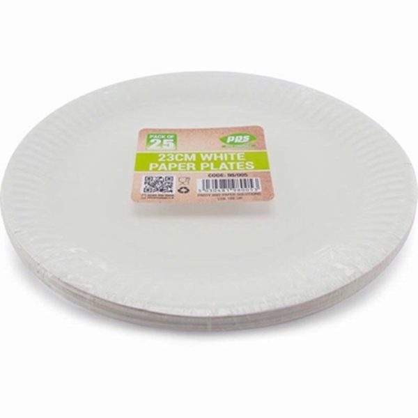 PPS PAPER 25 PLATES WHITE 23CM