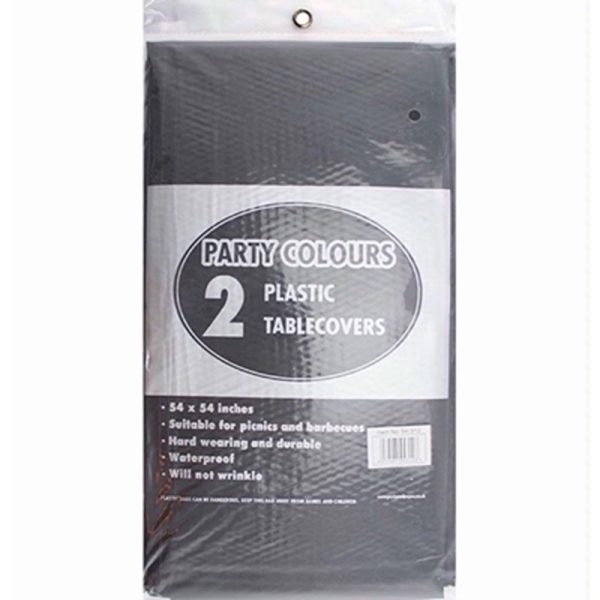 PPS PLASTIC 2 TABLECLOTHS BLACK