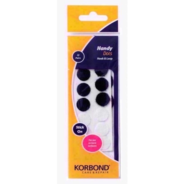 KORBOND HOOK & LOOP DOTS BLACK & WHITE 12PCS