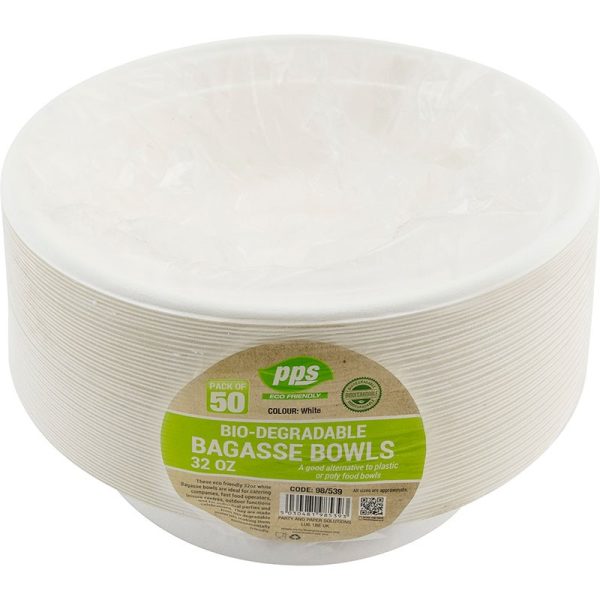 PPS BAGASSE 50 BOWLS WHITE 32OZ