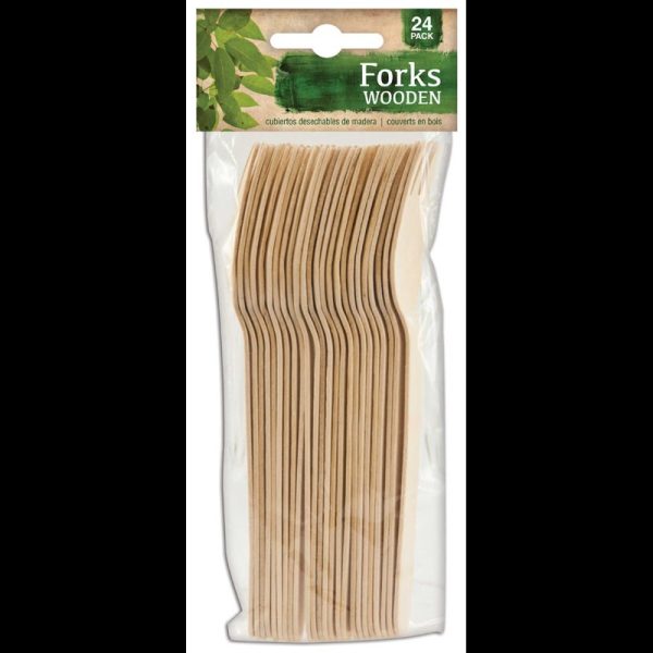 DISPOSABLE WOODEN 24 FORKS