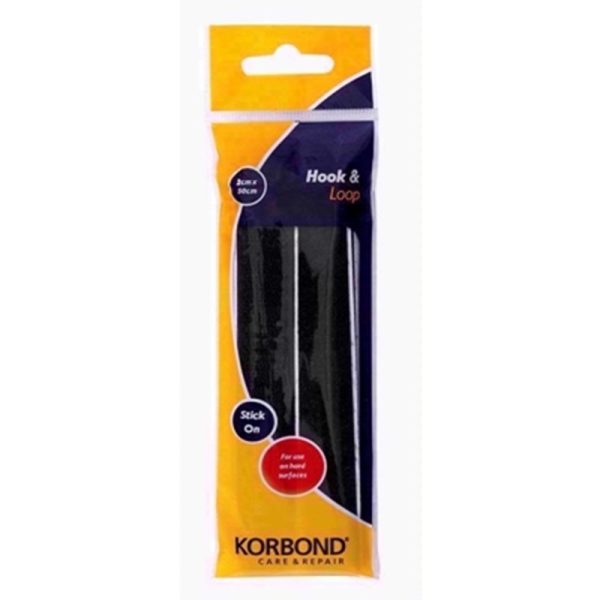 KORBOND HOOK & LOOP STICK ON BLACK 2CMX50CM