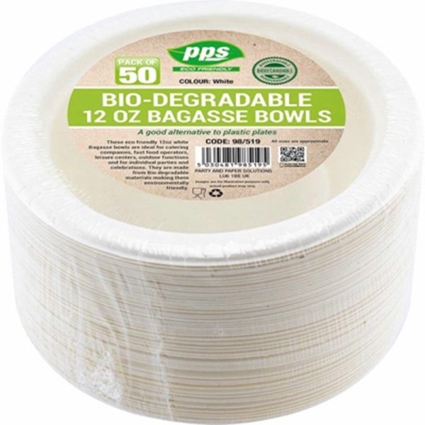 PPS BAGASSE WHITE 50 BOWLS 12 OZ