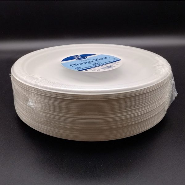 ESSENTIAL BAGASEE PLATE WHITE 9 INCH 50PCE