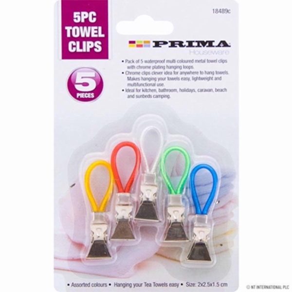 PRIMA TOWEL CLIP 5PC ASRTD COLOURS