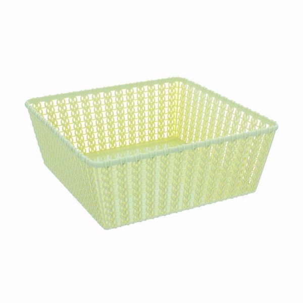 RATTAN PLASTIC BASKET SQUARE ASSORTED