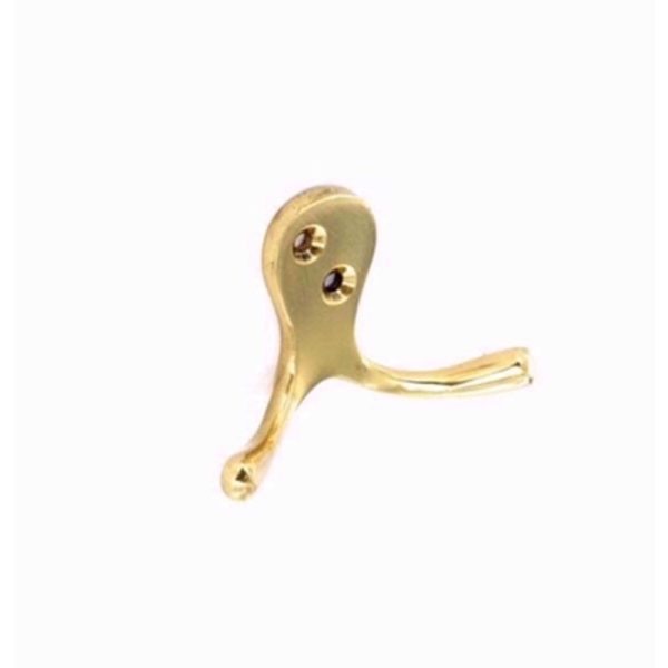 SECURIT ROBE HOOK BRASS DOUBLE