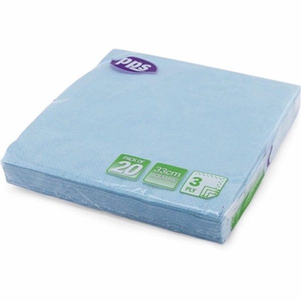 PPS 3PLY 33CM 20 NAPKINS LIGHT BLUE