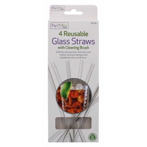 REUSABLE GLASS STRAWS PACK OF 4