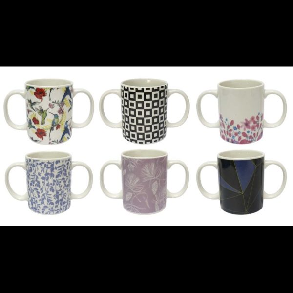 MUG CERAMIC WITH TWO HANDLES ASSORTED