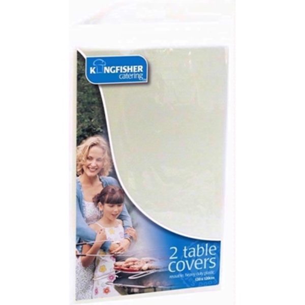 KINGFISHER PLASTIC TABLECLOTHS WHITE PACK OF 2