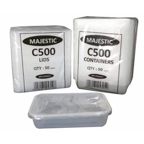 MP PLASTIC RECT 50 CONTAINERS & LIDS 500ML