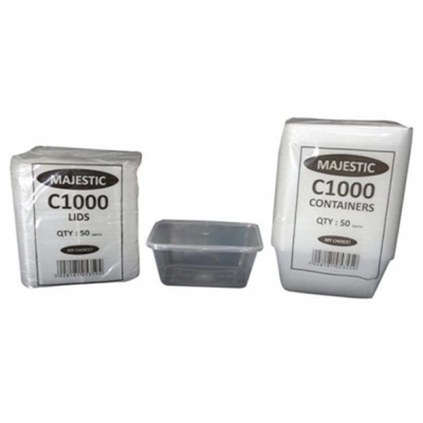 MP PLASTIC RECT 50 CONTAINERS+LIDS 1000ML