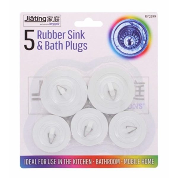 RUBBER SINK & BATH PLUG PACK OF 5