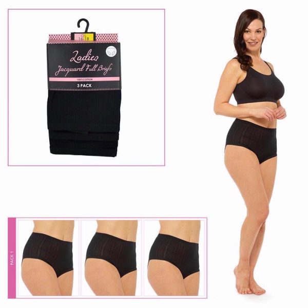 BRIEF LADIES 3 POINTELLE BRIEF BLACK