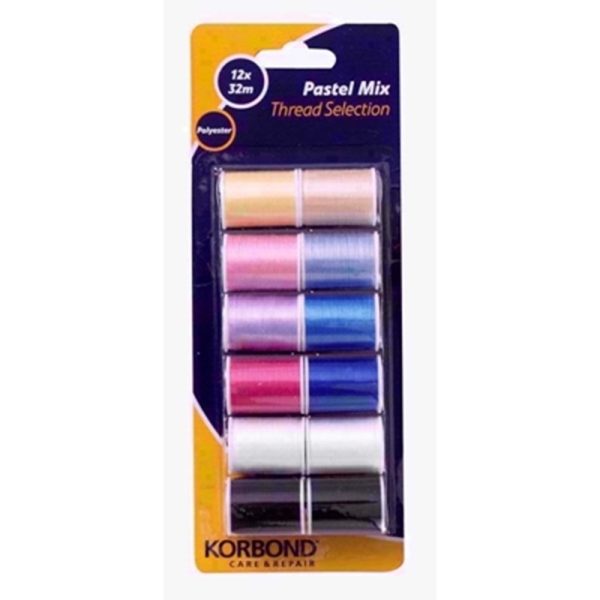 KORBOND PASTEL MIX THREAD SELECTION 12X32M