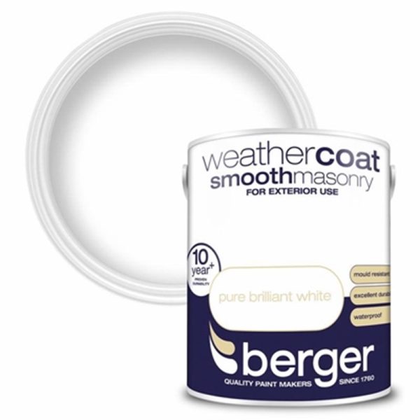 BERGER MASONRY PAINT WHITE SMOOTH 5LITRE