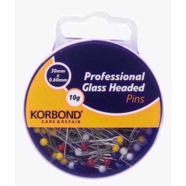 KORBOND PROFESSIONAL GLASS HEADED PINS 10G