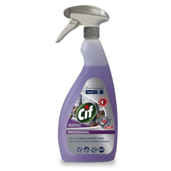 CIF PROFESSIONAL SAFEGUARD 2 IN 1 DISINFECTANT 750ML PACK OF 6