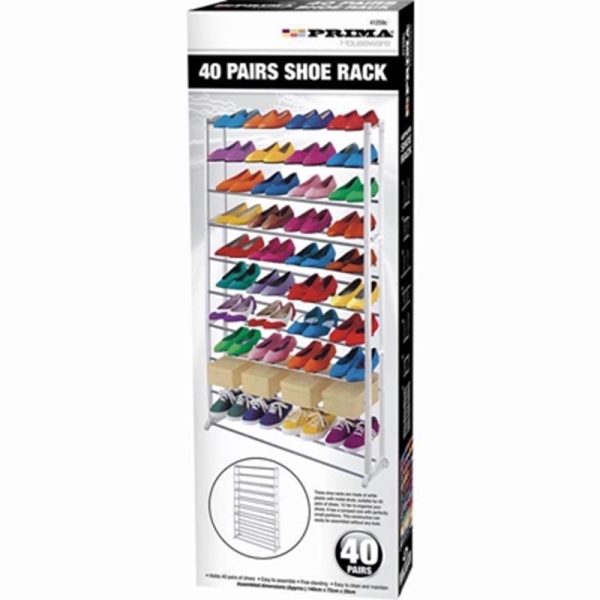 PRIMA SHOE RACK 40PR STACKABLE WHITE