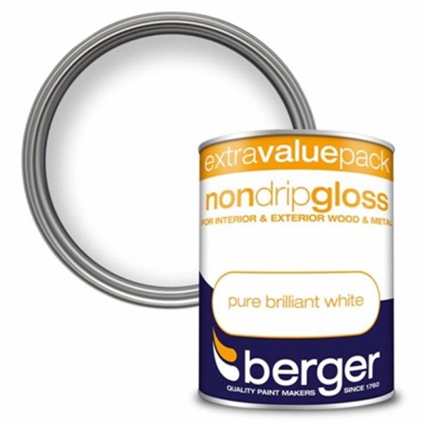 BERGER NON DRIP GLOSS WHITE 1.25 LTR(SPECIAL