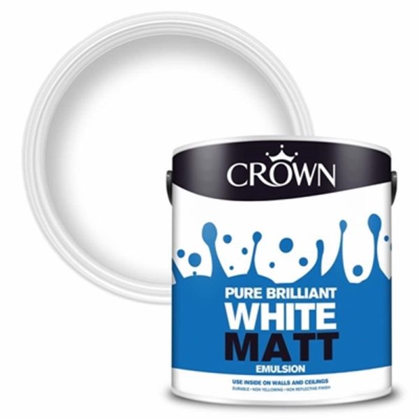 CROWN PAINTS 2.5L MATT PURE BRILLIANT WHT(PRO