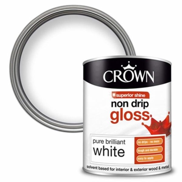 CROWN PAINTS NONDRIP GLOSS BRILL WHITE 750ML