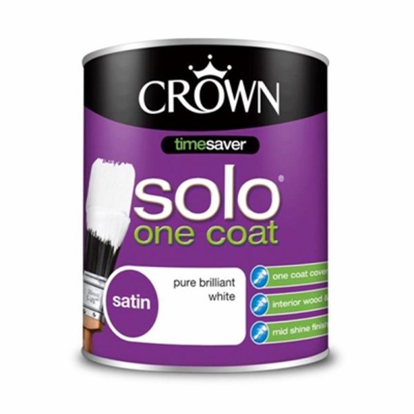 CROWN PAINTS ONECOAT SATIN BRILLIANT WHT750ML