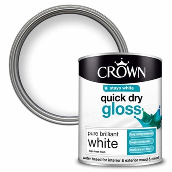 CROWN PAINTS QCK DRY GLOSS BRILLIANT WHT750ML