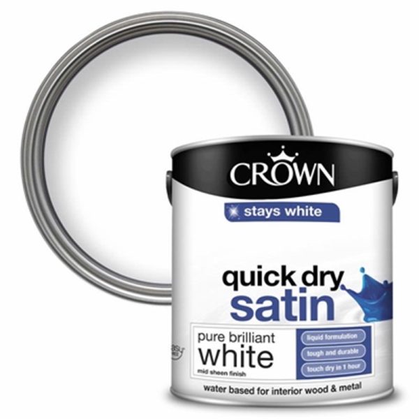 CROWN PAINTS QUICK DRY SATIN WHT 2.5LT