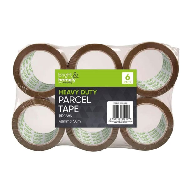 BRIGHT & HOMELY TAPE BROWN 50M X 48MM PACK OF 6