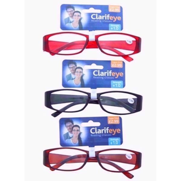 CLARIFEYE READING GLASSES RAIN 1+ PACK OF 10