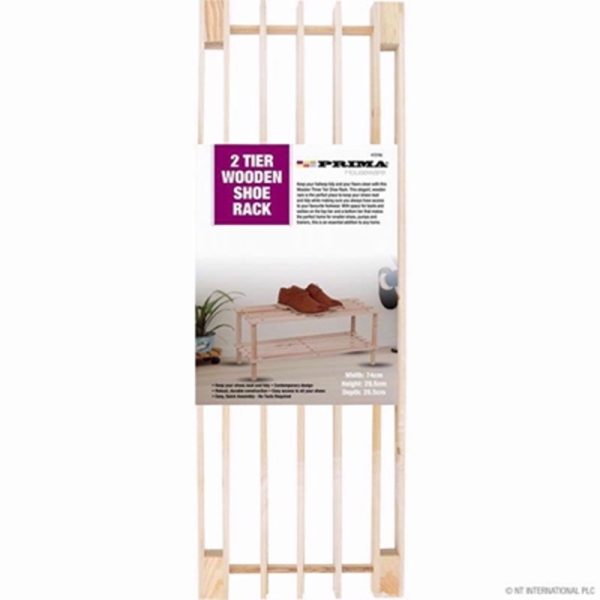 PRIMA SHOE RACK WOODEN TWO TIER NATURAL