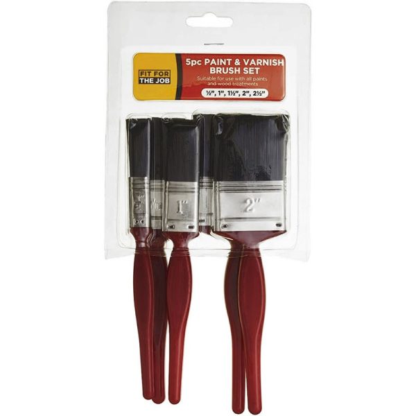 FIT FOR JOB 5 PIECE PAINT & VARNISH SYNTHETIC BRUSH SET