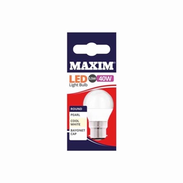 MAXIM 40W ROUND BC COOL WHITE PACK OF 10