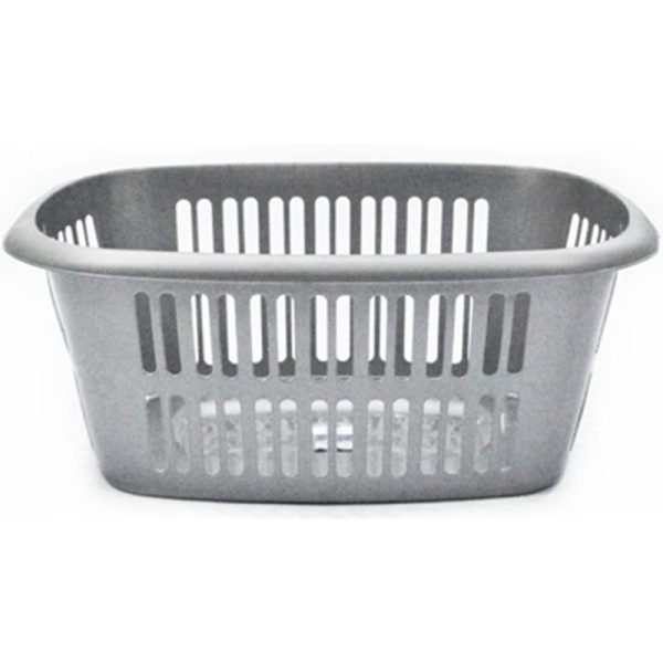 TML LAUNDRY BASKET RECTANGULAR METALLIC SIL