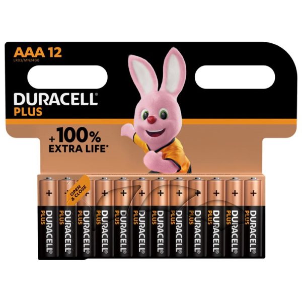 DURACELL BATTERIES +100% EXTRA LIFE AAA PACK OF 12