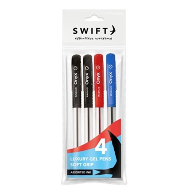 SWIFT SOFT GRIP GEL PEN ASSORTED PACK OF 4