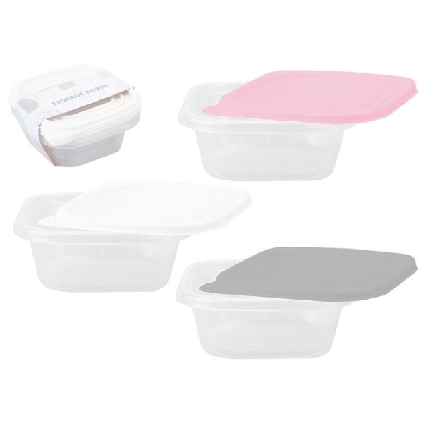 SQUARE STORAGE CONTAINERS 540ML 3PC ASS