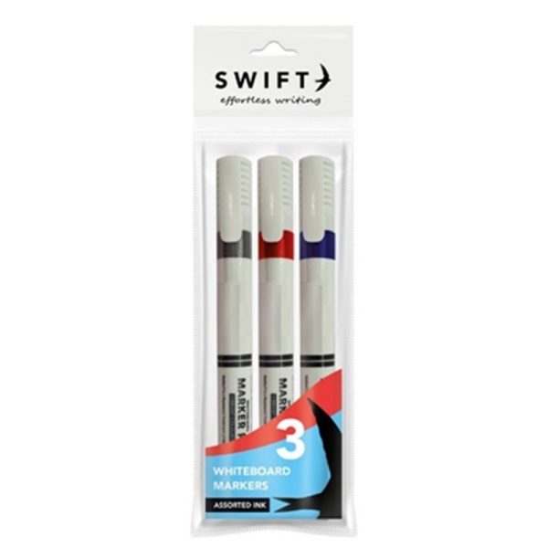 SWIFT WHITEBOARD MARKERS ASSORTED PACK OF 3