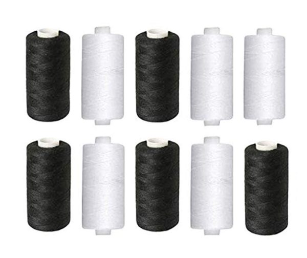 SE BLACK & WHITE COTTON REEL SET 18PC