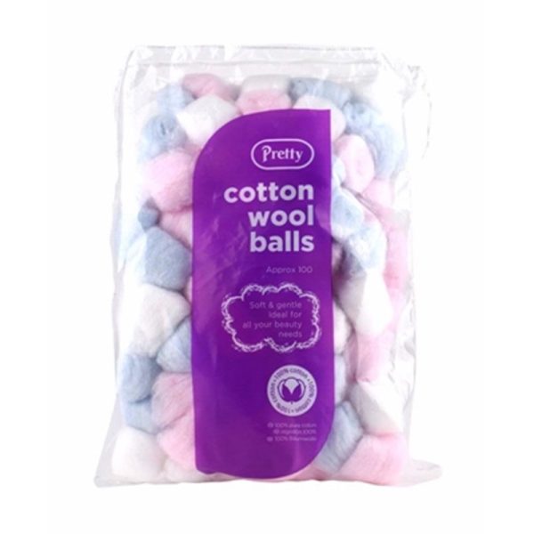 PRETTY COTTON BALLS COLOURED 100S PACK OF 12