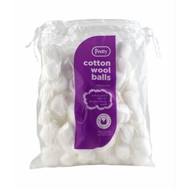 PRETTY COTTON BALLS WHITE 100S PACK OF 12