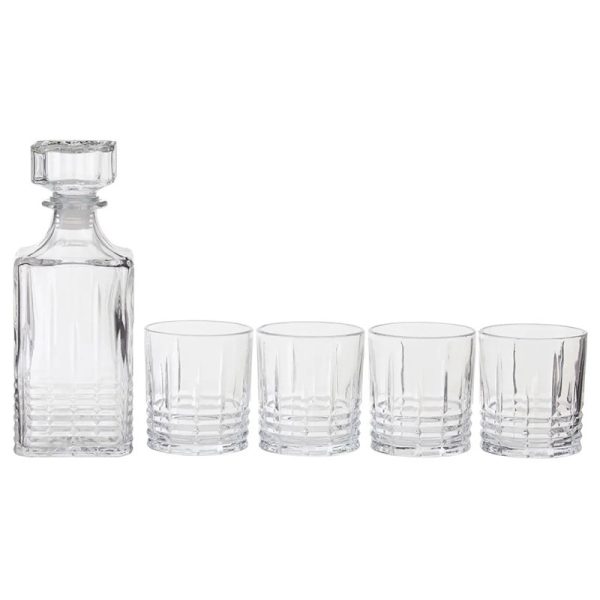 DECANTAR & TUMBLERS 5PC SET RIBBED