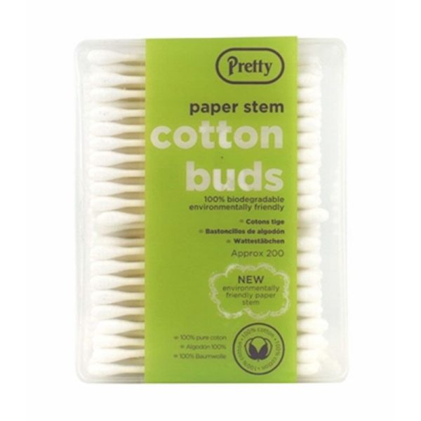 PRETTY ECO COTTON BUDS SQUARE 200S PACK OF 12