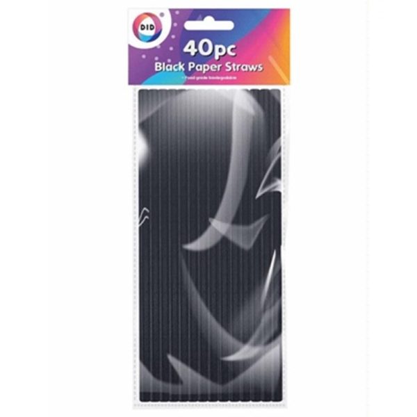 PAPER STRAWS BLACK 40PC