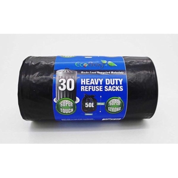 ECOBAG BLACK HEAVY DUTY 30 BAGS 50 LTR