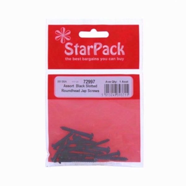 STARPACK ASSORTED SLTOTTED ROUNDED HEADBLACK