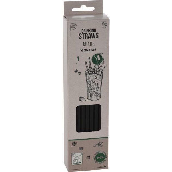 DRINKING STRAWS PP BLACK 50PCE